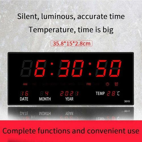 Cette horloge murale numérique à LED est un accessoire moderne qui affiche non seulement l'heure précise, mais aussi la