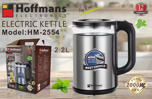 ☕ Bouilloire électrique Hoffmans HM-2554 – 2,2L | 2000W | Garantie 12 mois