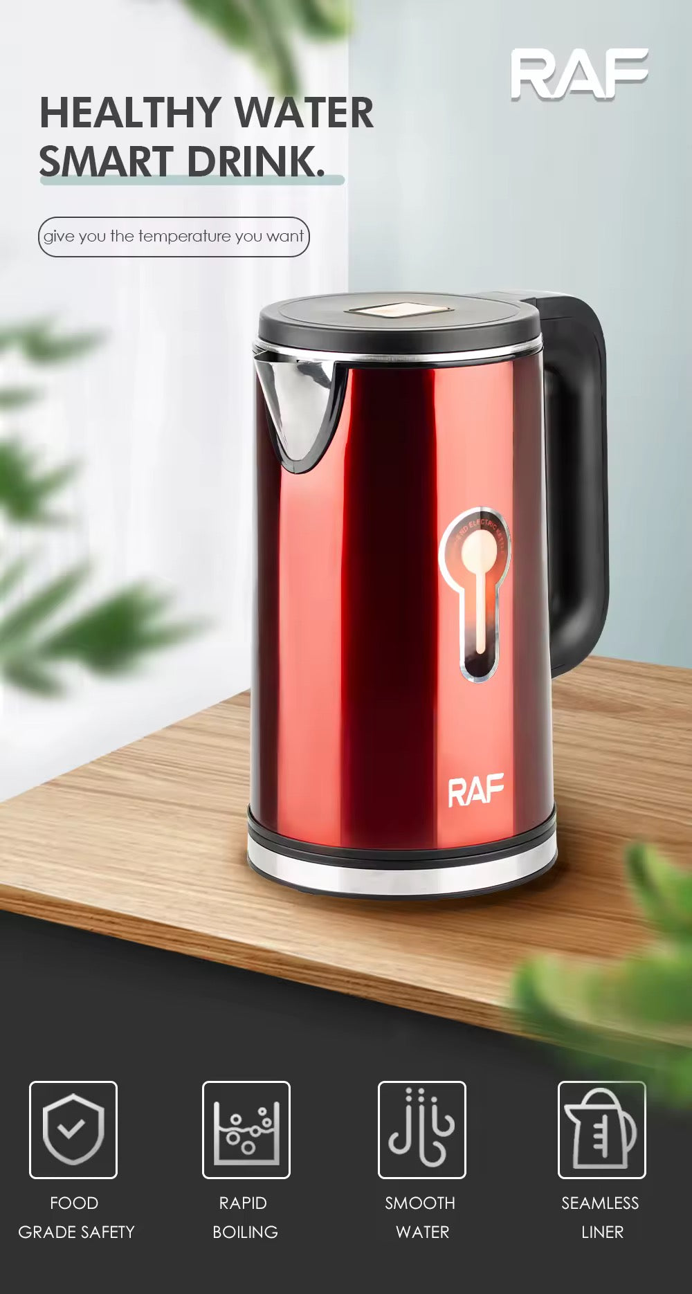 ☕ Bouilloire électrique RAF – 2,3L | Rapide, puissante et élégante